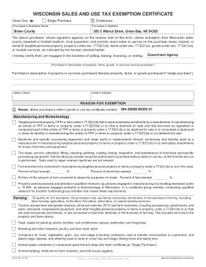 Wisconsin Sales and Use Tax Exemption Certificate