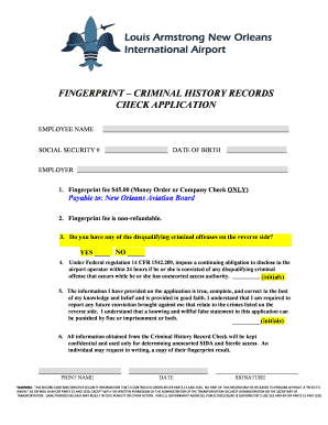 Criminal History Records Check Application