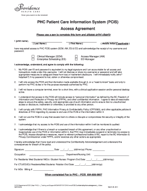 PHC Patient Care Information System Access Agreement