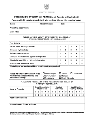 Peer Review Evaluation Form