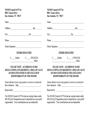 NEISD Council of PTAs Donation Form