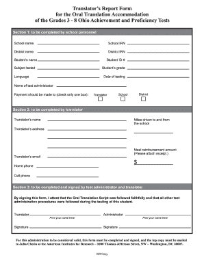 Translator’s Report Form