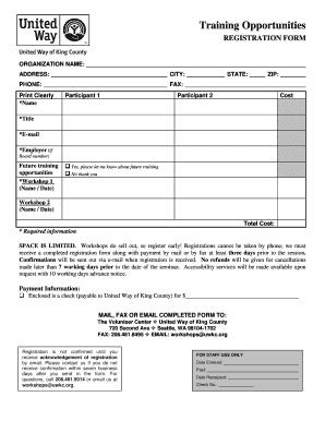 Training Workshop Registration Form