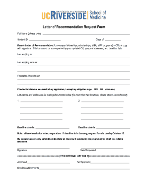 Letter of Recommendation Request Form
