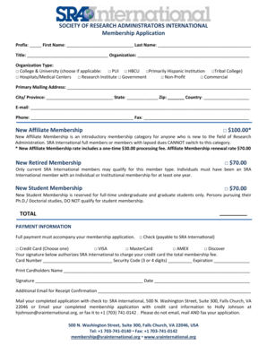 SRA International Membership Application