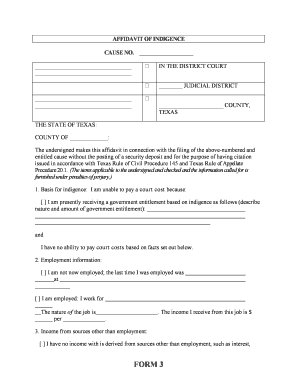 Affidavit of Indigence