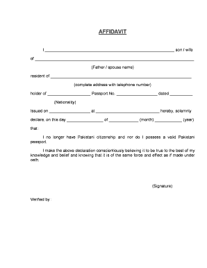 Affidavit of Renunciation of Pakistani Citizenship