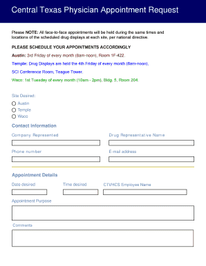 Central Texas Physician Appointment Request
