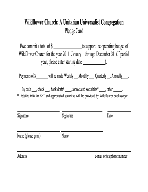 Editable pledge cards for church - Fillable & Printable ...