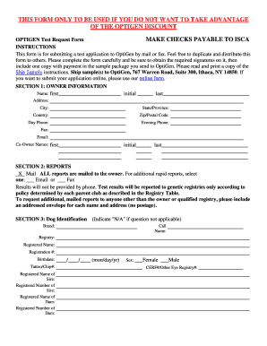 OptiGen Test Request Form