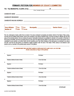 Primary Petition for Member of County Committee