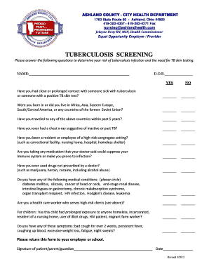 Tuberculosis Screening Form