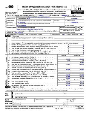 Form 990 Return of Organization Exempt From Income Tax