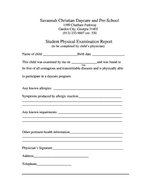 Student Physical Examination Report