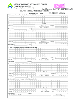 Kerala Transport Development Finance Corporation Fixed Deposit Application