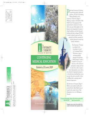 University of Vermont 2009 Medical Education Calendar