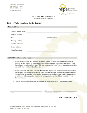 Teacher Status Advice Form