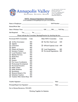 NSTU Absence Attendance Form