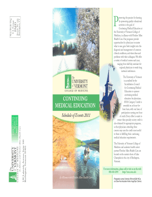University of Vermont 2011 CME Calendar