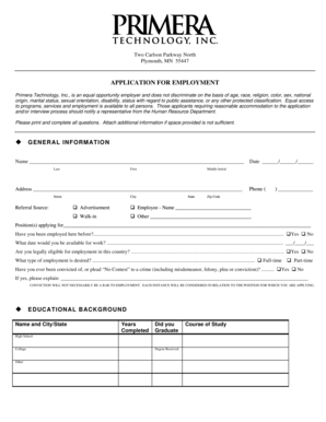 Application for Employment