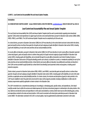 Local Control and Accountability Plan Template
