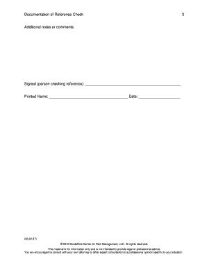 Documentation of Reference Check for Youth/Children Worker
