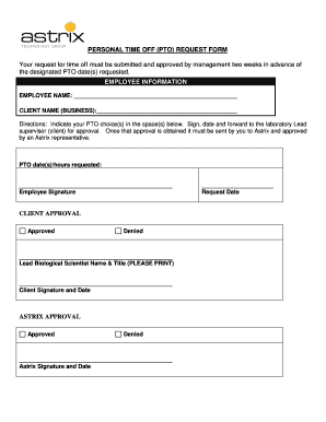 Personal Time Off Request Form