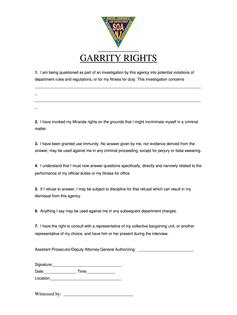 garrity warning Preview on Page 1.