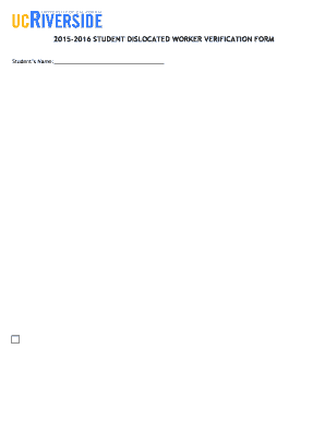 Student Dislocated Worker Verification Form
