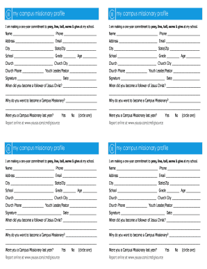 Campus Missionary Profile Form