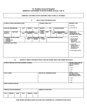 Serious Adverse Events Form
