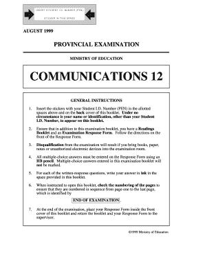 Communications 12 Provincial Examination