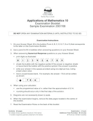 Applications of Mathematics 10 Exam Booklet