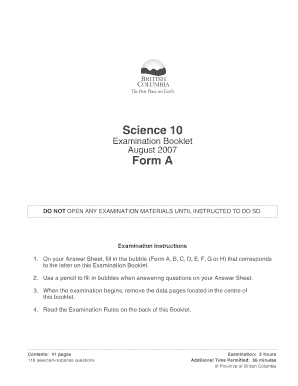 Science 10 Examination Booklet