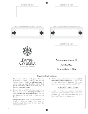 Communications 12 Provincial Exam