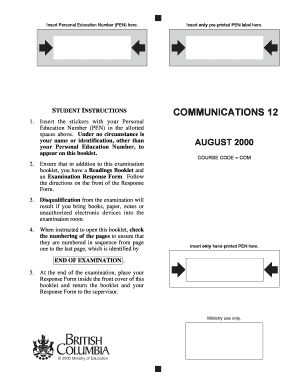 Communications 12 Exam Booklet