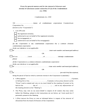 Condominium Proxy Form