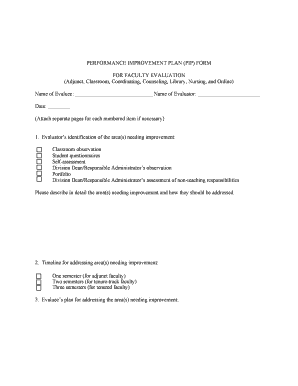 Performance Improvement Plan Form
