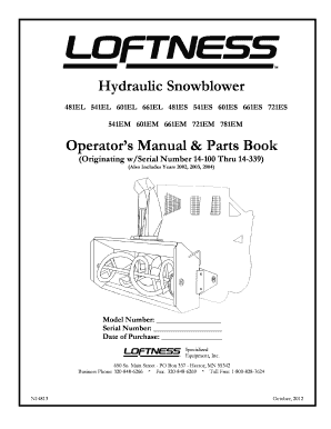 Loftness Hydraulic Snowblower Warranty Registration Form