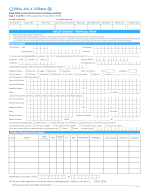 Bajaj Allianz Health Insurance Proposal Form