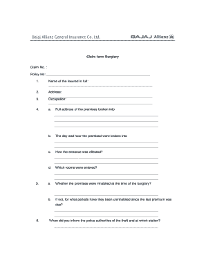 Burglary Claim Form