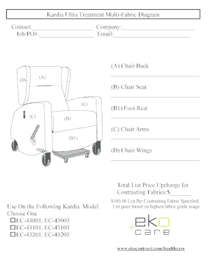 Kardia Ultra Treatment Chair Fabric Diagram