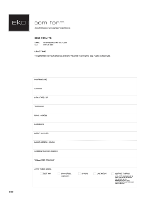 EKO Contract Fabric Order Form