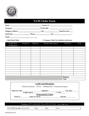 NATE Order Form