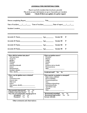 Juvenile Fire Incident Report Form