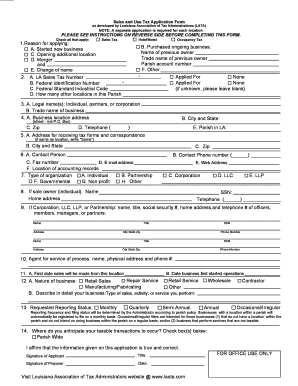 Louisiana Sales and Use Tax Application Form