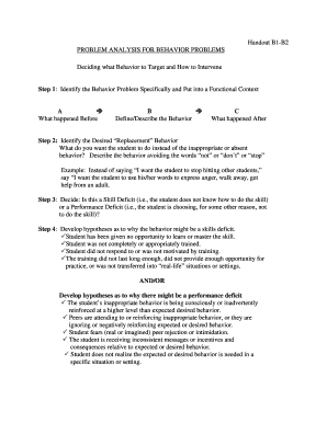 Problem Analysis for Behavior Problems