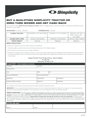Briggs & Stratton Tractor and Mower Rebate Form