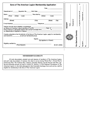 Sons of The American Legion Membership Application