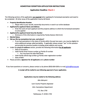 Florida Homestead Exemption Application